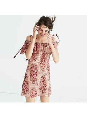 Madewell Paisley Festival Cold Shoulder Silk Dress Women's Size Medium G6410